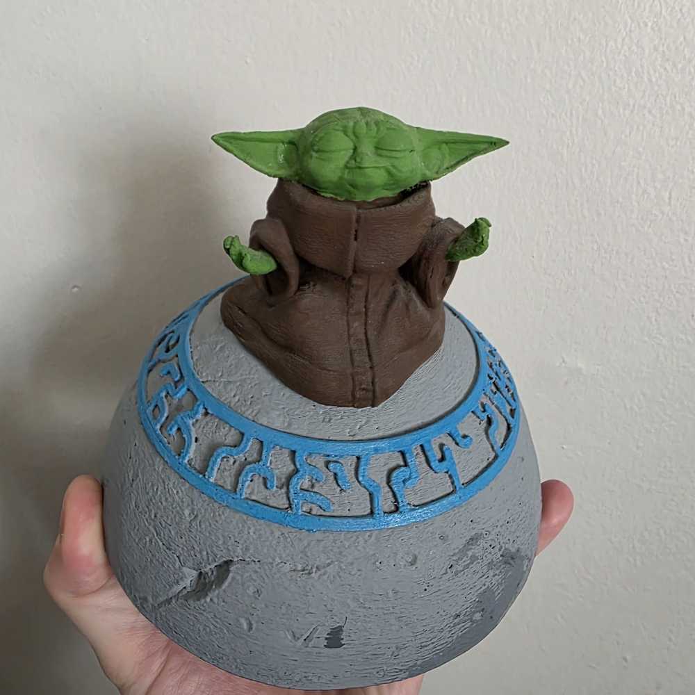 Star Wars Mandalorian Grogu Figure on A Rock 3D Printed